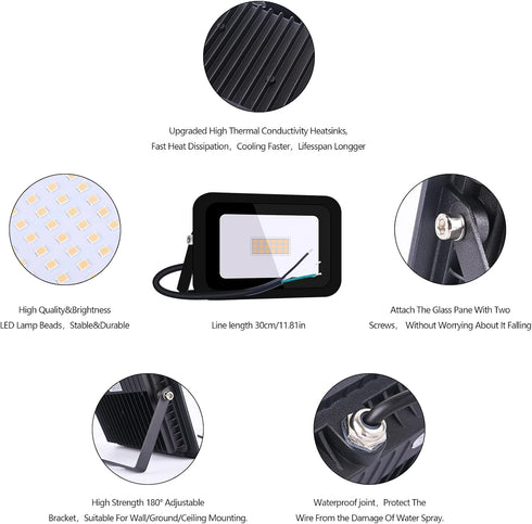 10W 20W 30W 50W 100W 110V 20W MIHEAL Ultra-Thin LED Flood Light Spotlight Led Search Lamp Floodlights for Outdoor
