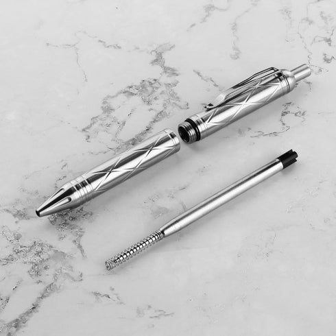 SMOOTHERPRO Stainless Steel Push Button Mechanism Pen Solid Comfortable Weight for Holding Click Ballpoint for Christmas Birthday Festival Signature Gift(PSS043) by SMOOTHERPRO