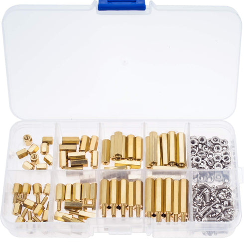 M2.5 Male Female Hex Brass Spacer Standoff Screw Nut Assortment Kit, 180Pcs