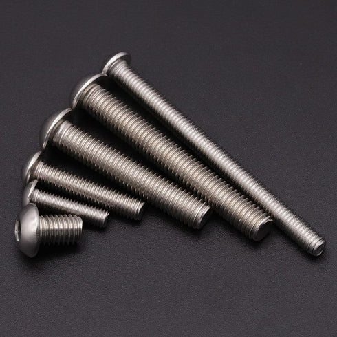 1/4-20 x 3/4" Hex Socket Button Head Cap Screws Bolts (50 Pack), 304 Stainless Steel 18-8, Bright Finish, Full Machine