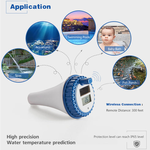 wscodyr Pool Wireless Digital Thermometer, Outdoor Solar Pool Thermometer, Floating and Easy to Read, Suitable
