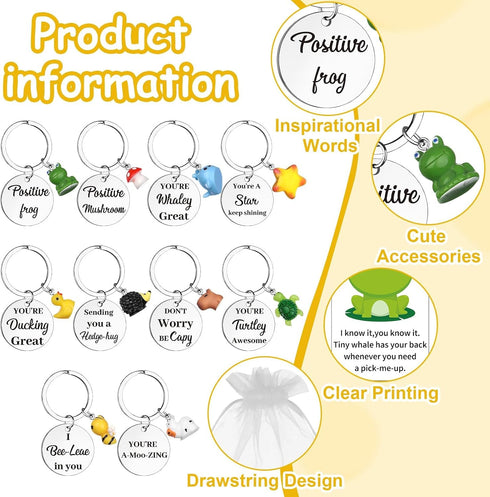 DAVAXI 30 Sets Emotional Support Gifts for Coworker Employee Appreciation Gifts Inspirational Animal Keychains Positive
