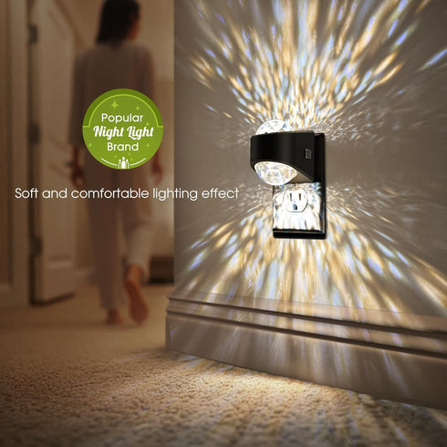 Dimmable 2 Pack Night Light, Night Lights Plug into Wall, LED Projector Night Light, Soft White for Bedroom, Brightness