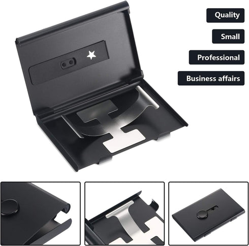 Tatuo 2 Pack Thumb Drive Business Card Holder, Stainless Steel Portable Slide Out Name Holder Wallet for Men and Women