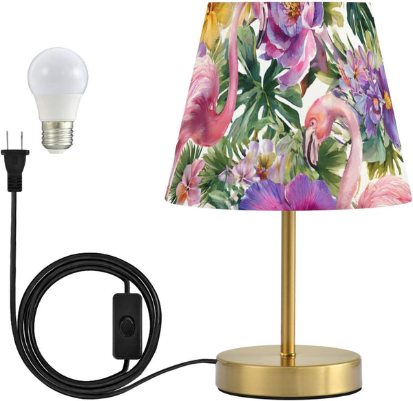 ALAZA Table Lamp for Bedroom Nightstand Flower Flamingo Bird Bedside Lamp with