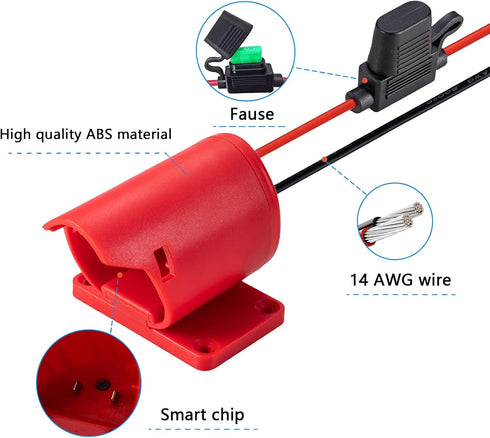 Power Wheel Adapter for Milwaukee M12 12V Battery with Fuse & Wire Terminals for RC Car, Robotics, DIY Use