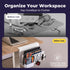 Volcora Desk Side Storage, Under Desk Laptop Holder, No Drill Desk Organizer with Magnetic Pen Box, 2 Tier White