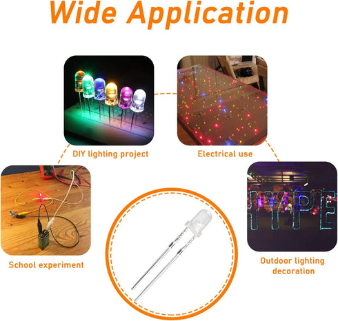 HUAREW 500 3mm 5mm Pcs Clear LED Light - & Emitting diode led kit for Science Project Experiment(Multicolor)
