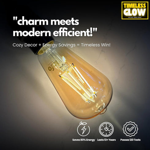 4 Pack Dimmable ST19/ST64 Bulb 9W 60W 650 2500K E26 CRI90 LED Edison Equivalent Lumens Soft Amber Base Amber Glass