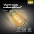 4 Pack Dimmable ST19/ST64 Bulb 9W 60W 650 2500K E26 CRI90 LED Edison Equivalent Lumens Soft Amber Base Amber Glass