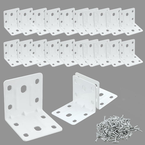 Alise 20PCS White L Brackets for Shelves, Heavy Duty Metal Shelf Brackets
