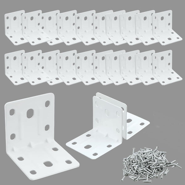 Alise 20PCS White L Brackets for Shelves, Heavy Duty Metal Shelf Brackets