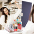 Clear Acrylic Makeup Brush Organizer with Metallic Rose Gold Base, 4 Compartment Office Organizers for Desk and