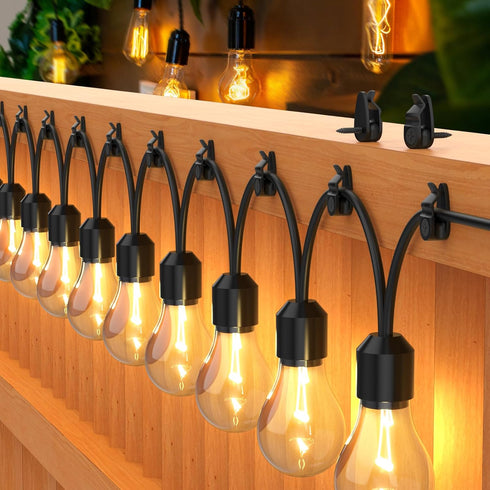 50 Pack Outdoor String Lights Clips, Weatherproof Cable Hanger Hooks for Hanging Fairy Lights, Holiday Decor - Black