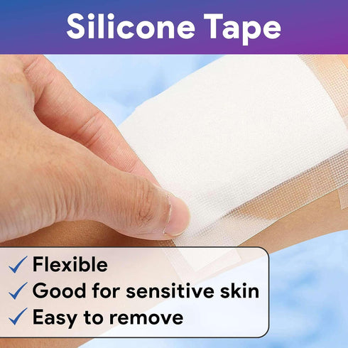2 Pack 2" x5y Silicone Medical Tape for Sensitive Skin, - of Clear Medical Grade Tape for Dressings, Rubes, Catheters