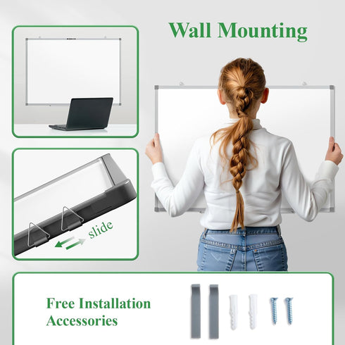 M&G White Board, 18” x 12” Magnetic Dry Erase Board for Wall, Includes 2 Markers, 4 Magnets, 1 Eraser