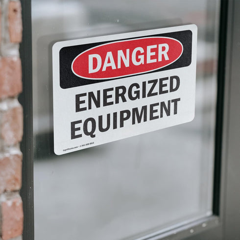 (2 Pack) Energized Equipment OSHA Danger Sign, 7 Inch X 5 Inch Vinyl Label Decal, Weather Resistant