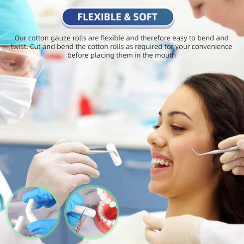 400 #2 1.5" PCS Dental Gauze Rolls Cottons Pads, Nosebleed Kit Accessories Medium Mouth Gauze Nose Plugs for Dental
