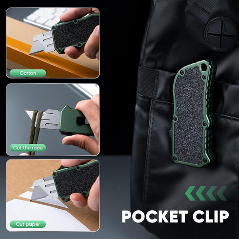 XXV 10Pcs Otf Aluminum Alloy Utility Knife, Retractable Box Cutter,Cute Heavy Duty Pocket Knife, Safety Replaceable