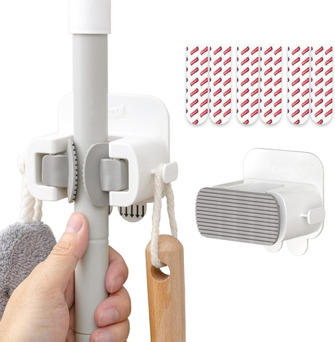 TAILI Mop and Broom Holder Wall Mount Grippers, 2 Hangers and 6
