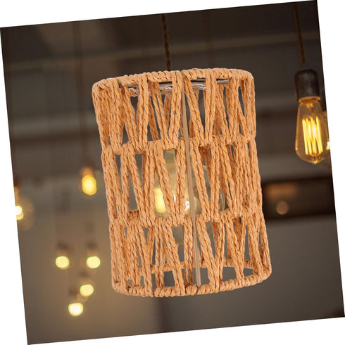 NUOBESTY Vintage Style Cylinder Lamp Shade Durable Paper Rope Pendant Light Cover for Restaurant Ceiling Light and Wall