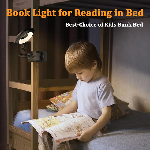 2 Pack 5 5 Clip on Reading Light for Bed Headboard, Battery Rechargeable Large Clamp Bed Lamp - Colors Brightness