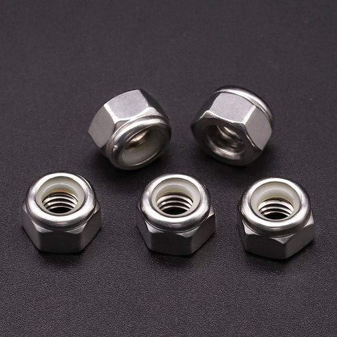 #10-24 inch Nylon Insert Hex Lock Nuts (50 Pack), 304 Stainless Steel (18-8), Corrosion-Resistant Hex Lock Nuts with