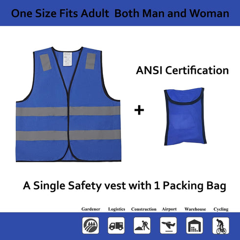 10 Pack 2 Blue Safety Vests - Reflective High Visibility Construction ANSI Class Work Vests for Men,Woman,Hi Vis Mesh
