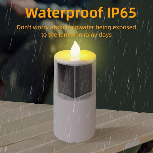 OPENDE 2.5"x6.5", Decor,Set 1 Solar Candles Outdoor Waterproof, Dusk to Dawn, Solar Powered Flameless Candles