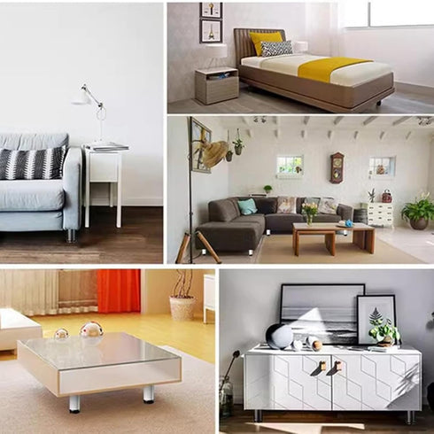 HJYCLFAZU Pack 4 8 cm) SpeeSy of Adjustable Furniture feet, Metal Table Legs, Stainless Steel Cabinet Base feet for TV