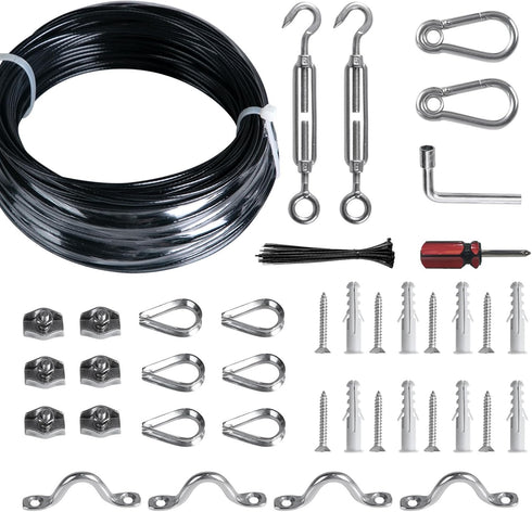 Brightown String Lights Hanging Kit for Outdoor, Includes 100Ft Stainless Steel(304) Suspension