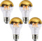 Lxcom Lighting A19 Half Chrome Gold LED Bulb, 8W Dimmable, 80W Equivalent, Warm White 2700K, 4 Pack