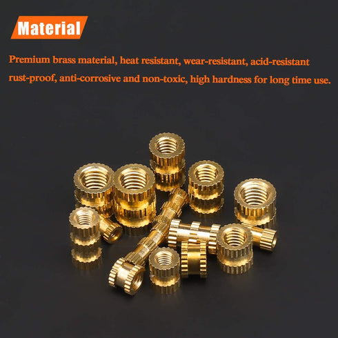 420 PCS M2 M3 M4 M5 Female Thread Knurled Nuts, Brass Threaded Insert Assortment Kit
