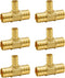 SUNGATOR 6-Pack 3/4" X 3/4" X 1/2" PEX Reducing Tee, No Lead Brass Crimp Fitting