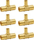 SUNGATOR 6-Pack 3/4" X 3/4" X 1/2" PEX Reducing Tee, No Lead Brass Crimp Fitting