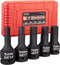 Toolwiz 3/4 Inch Drive Impact Hex Bit Set, 5-Piece Metric 14mm-24mm, Cr-Mo