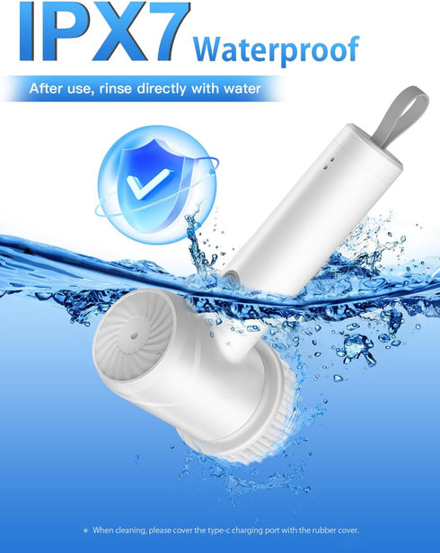 IPX7 2 Settings 6 Electric Spin Scrubber - Cordless Waterproof Shower Scrubber with Speed and Replaceable HeadsElectric