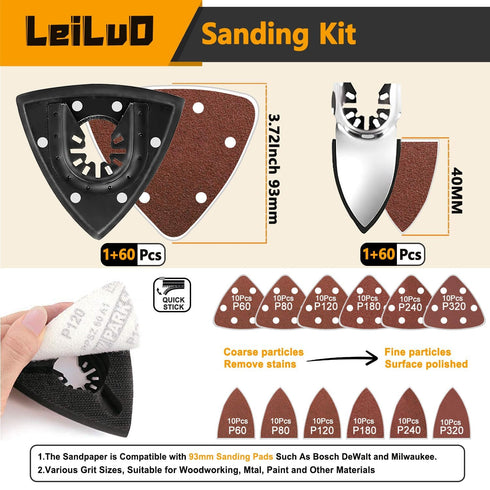 158 LEILUO Pcs Multitool Blade Kits Cutting and Sandpaper Oscillating Tool Accessories Universal Oscillating Saw Blades