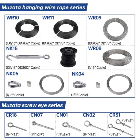 Muzata 10 Pack Eye Screws, 3.3 Inch Stainless Steel Screw Eye Hook, Heavy Duty M6 Eyelet Hooks for Indoor Outdoor