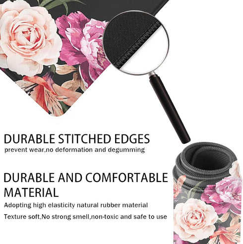 Large Gaming Mouse Pad, Extended Ergonomic Desk Pad, 31.5'' X 11.8', Stitched Edges, Peony Flower Psalm 46:5, Cup