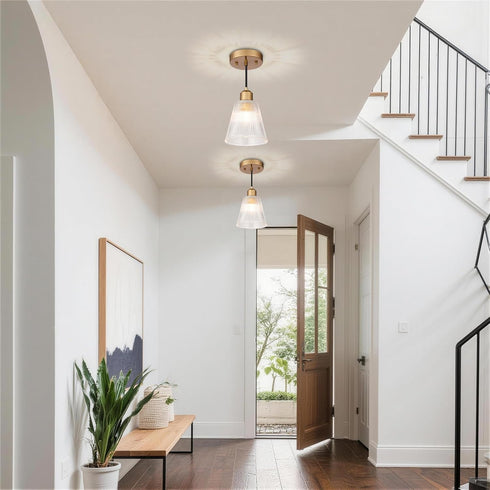 Mildear 5.8mm 1 Pack Pendant Light Kitchen Island, Modern Pendant Light Fixture with Thick Glass Shade, Adjustable Gold