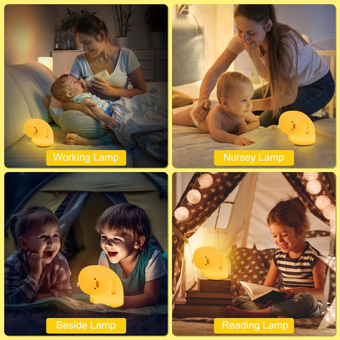 Etlephe 3 dimmable Cute Duck Night Light, Why Duck Silicone Nursery Night Light Rechargeable Levels Table Lamp