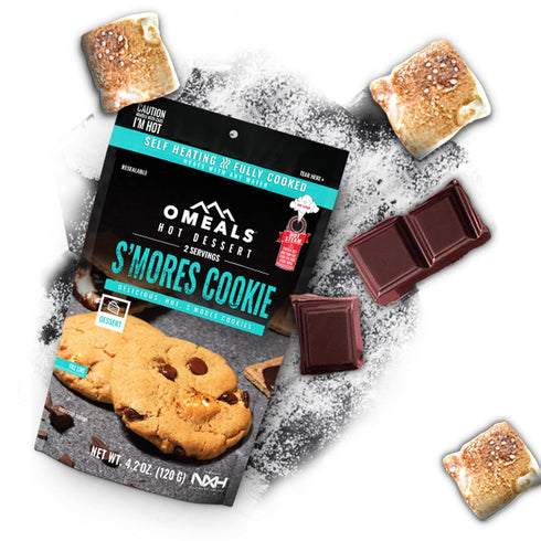 Supplies-2 OMEALS SMores Cookie-MRE-Extended Shelf Life-Fully Cooked w/Heater-Perfect for Outdoor Enthusiasts