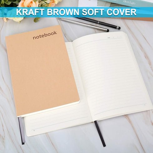 Notebooks College Ruled, Kraft Journals for Writing, Soft Cover for Women Men, 5.5" x 8.1"