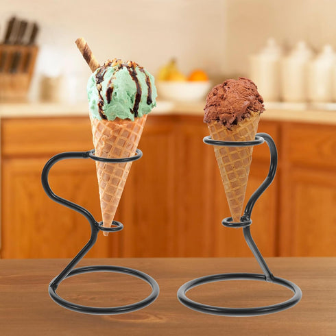 Iron Metal Cone Display Rack for Ice Cream - Single Cone Holder for Cafes and Restaurants