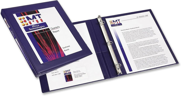 Avery Heavy-Duty Framed View 3 Ring Binder, 1 Navy Blue Binder, 0.5" Slant Rings (68051)