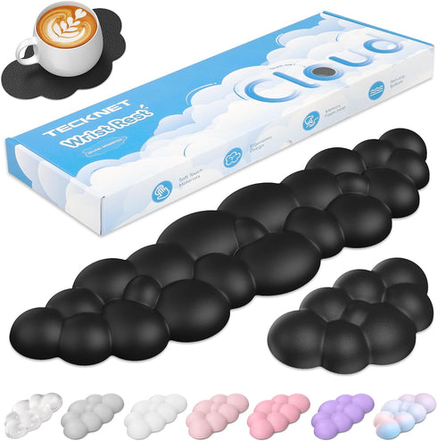 TECKNET Cloud Keyboard Wrist Rest Set, Cloud Wrist Rest with Non-Slip Base,