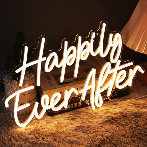 5V 15.75"X9.2" SYLHOME Happily Ever After LED Neon Light Sign Wedding Party Birthday Neon Art Wall Sign Decor USB