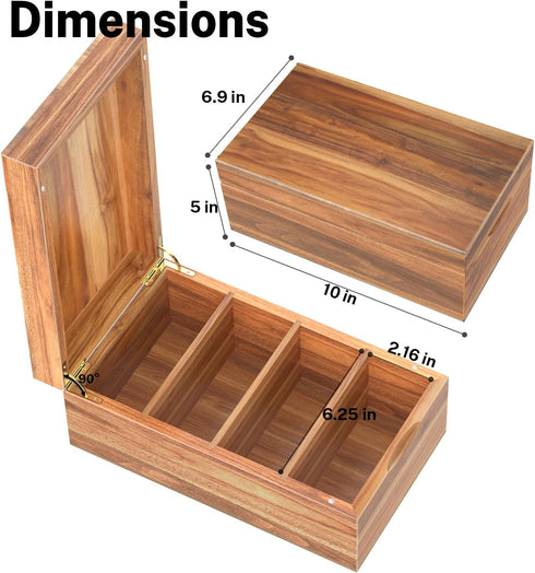 Neando 4x6 4 600 Index Card Holder, Acacia Index Card Box, Index Card Organizer Case, Wood Recipe Box with Dividers