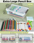 6 Pack Extra Large Pencil Box with Removable Divider, Thickened Pencil Case Bulk, Clear Crayon Marker Organizer